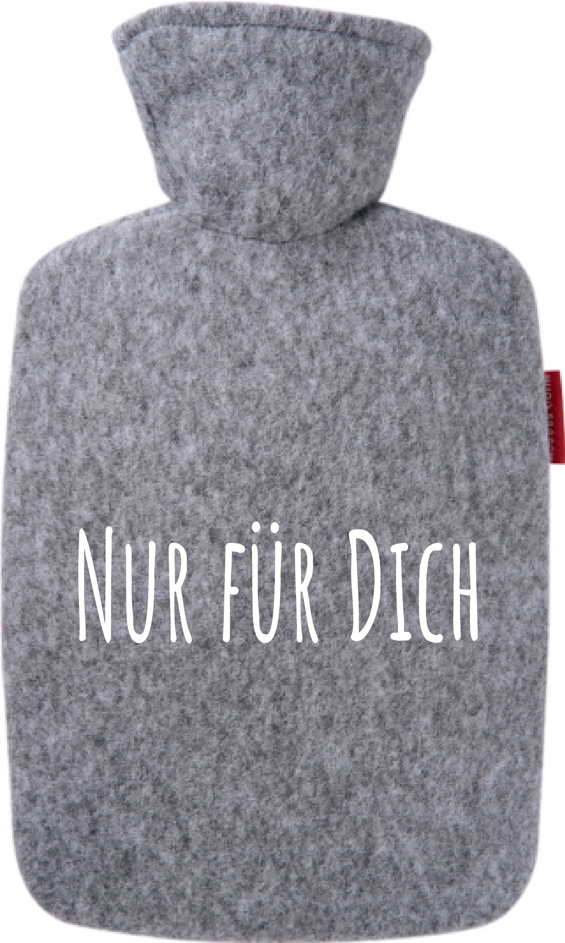 Wärmflasche Klassik 1,8 l mit Strickbezug Filzoptik grau-melange